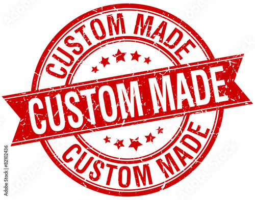 custom made grunge retro red isolated ribbon stamp