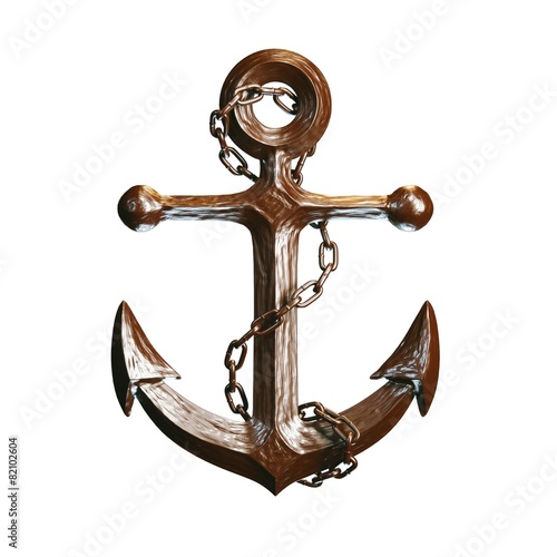 
Highly detailed anchor made of chocolate isolated on white 