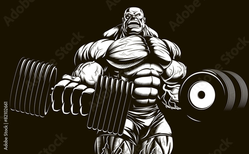 Bodybuilder with dumbbell