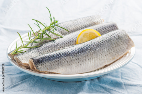 Raw herrings fillets