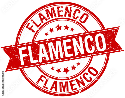 flamenco grunge retro red isolated ribbon stamp
