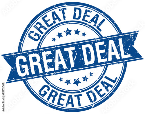 great deal grunge retro blue isolated ribbon stamp