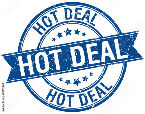 hot deal grunge retro blue isolated ribbon stamp