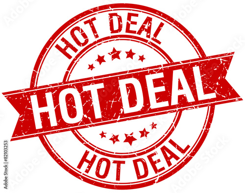 hot deal grunge retro red isolated ribbon stamp