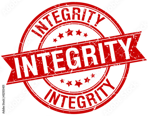 integrity grunge retro red isolated ribbon stamp