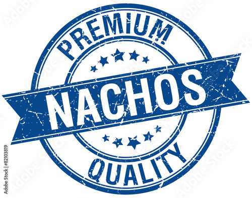 nachos grunge retro blue isolated ribbon stamp