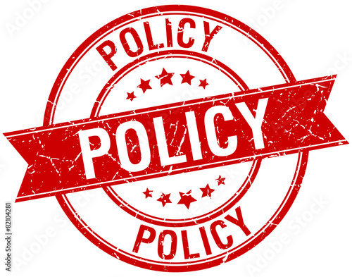 policy grunge retro red isolated ribbon stamp