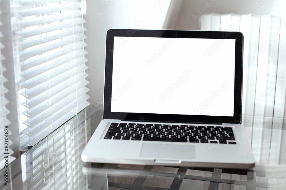 laptop with empty screen in modern interior laptop with empty screen in modern interior