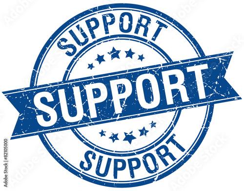 support grunge retro blue isolated ribbon stamp
