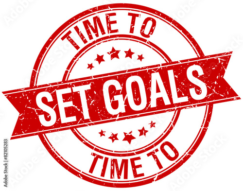 time to set goals grunge retro red isolated ribbon stamp