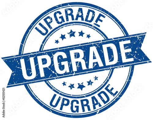 upgrade grunge retro blue isolated ribbon stamp