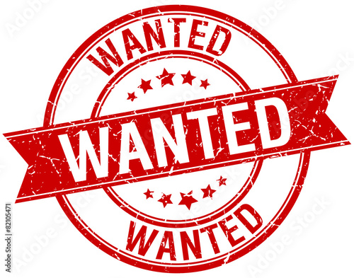 wanted grunge retro red isolated ribbon stamp
