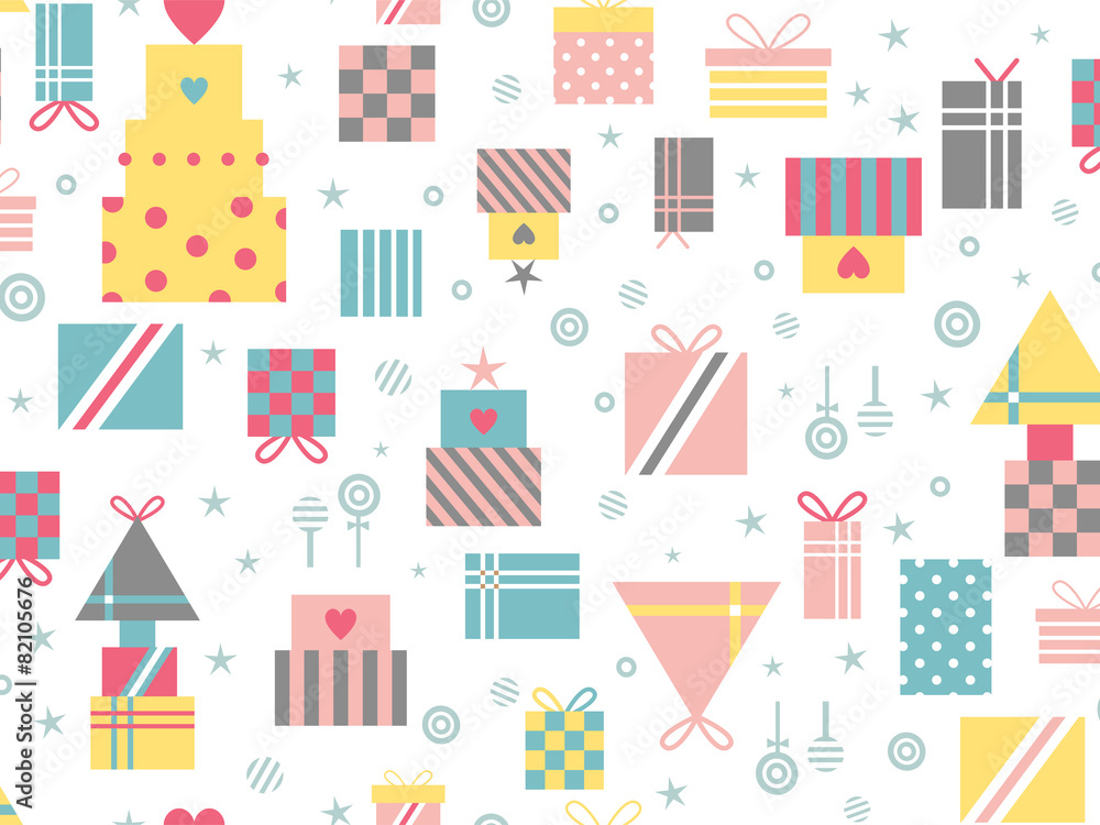 Seamless pattern with gifts in pastel colors