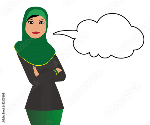 Muslim girl with message bubble