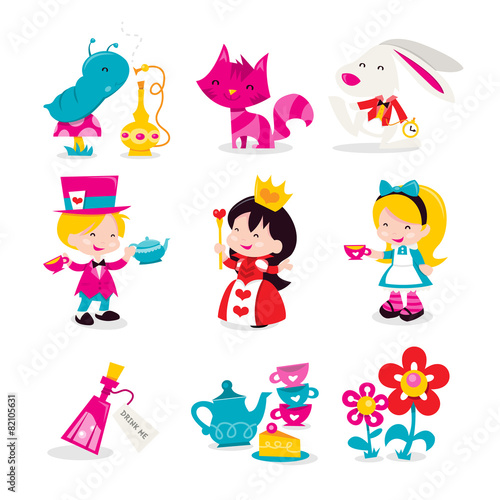 Whimsical Retro Alice In Wonderland Icons
