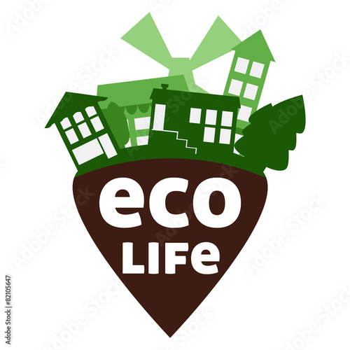 Illustration of ecology life logo flat design