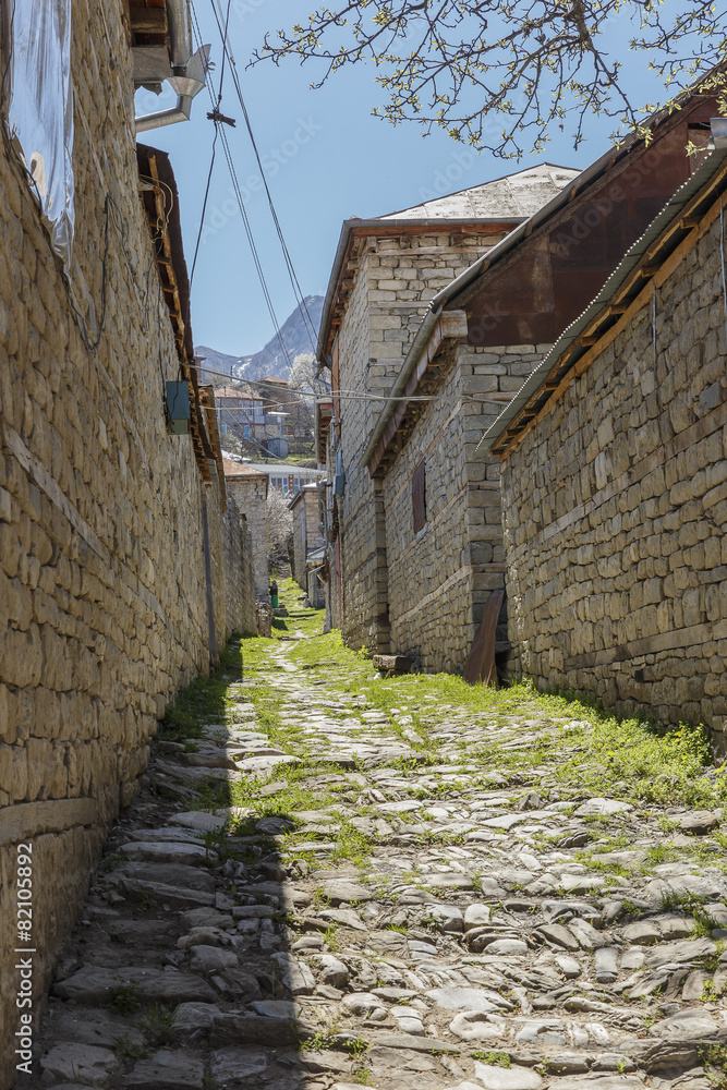Old street in the village Lagich Azerbaijan