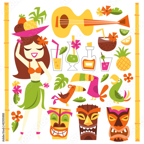 Retro Hawaiian Luau Party Set