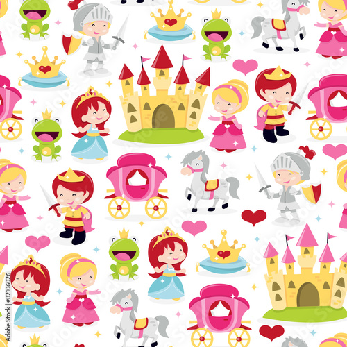 Princesses Prince Knight Seamless Pattern Background #82106026