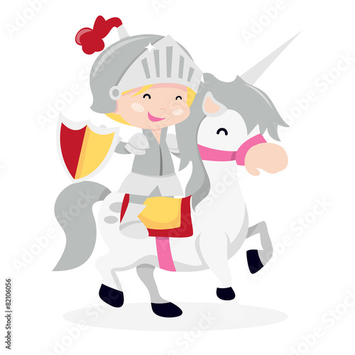 Cartoon Knight Boy Jousting