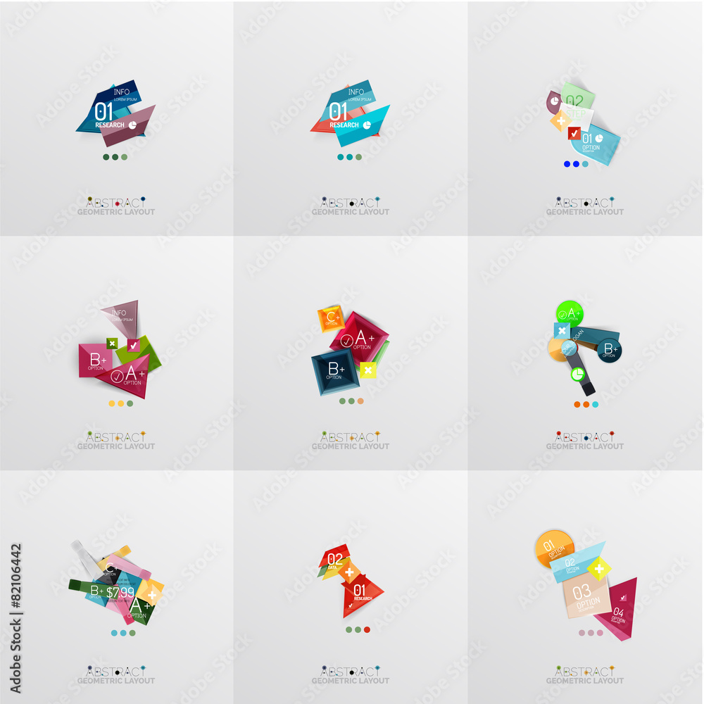 Fototapeta premium Set of paper graphic layouts