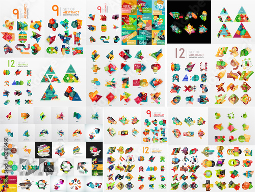 Super mega set of abstract geometric paper graphic layouts © antishock