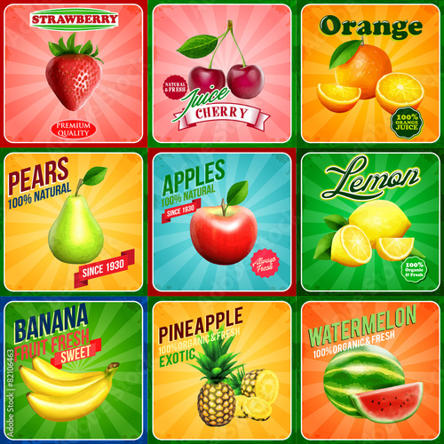 banner all fruits vintage
