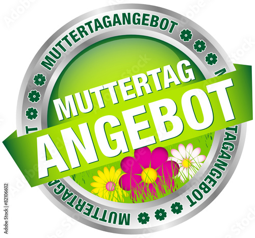 Button Banner "Muttertagangebot" Blumen grün/silber