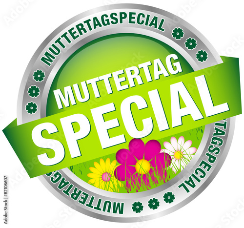 Button Banner "Muttertagspecial" Blumen grün/silber