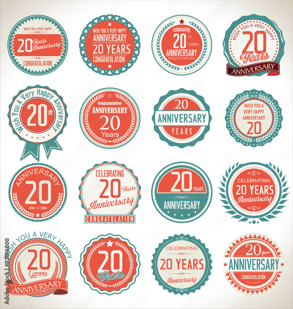 Anniversary label collection, 20 years Anniversary label collection, 20 years