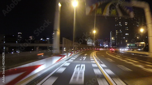 Night drive through Tokyo Metropolitan Freeway.