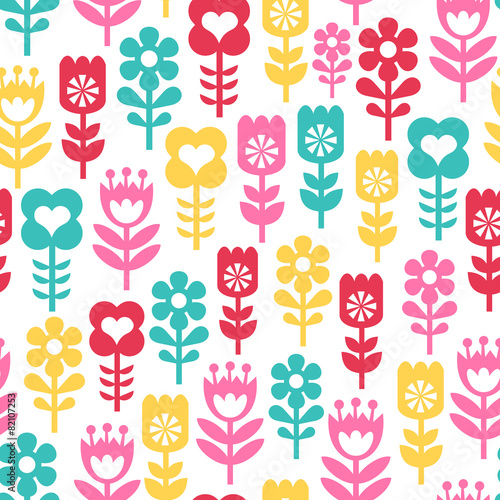 Retro Flowers Seamless Pattern Background