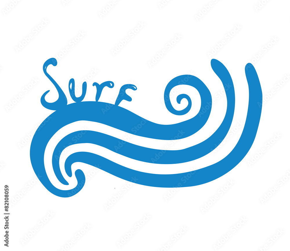 Vector illustration of abstract blue wave, surf logo
