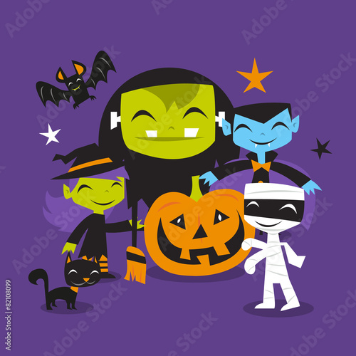 Jolly Halloween Monsters Scene