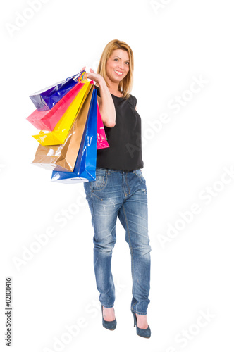 Funky and trendy shopping woman