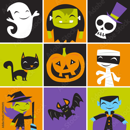 Jolly Halloween Monsters Tile