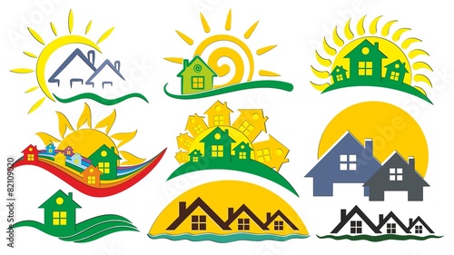 Set of logos of the cottage settlement,