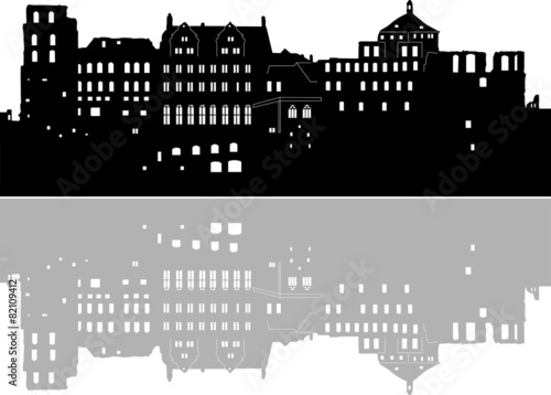 Heidelberger Schloss - Silhouette - gespiegelt