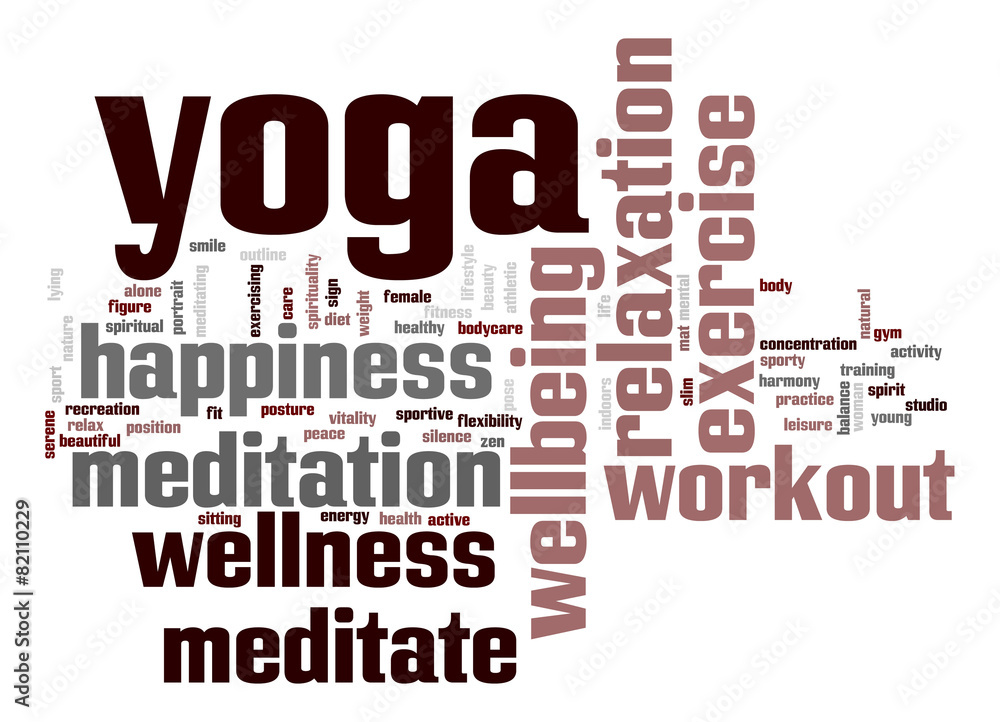 Yoga word cloud with white background Yoga word cloud with white background