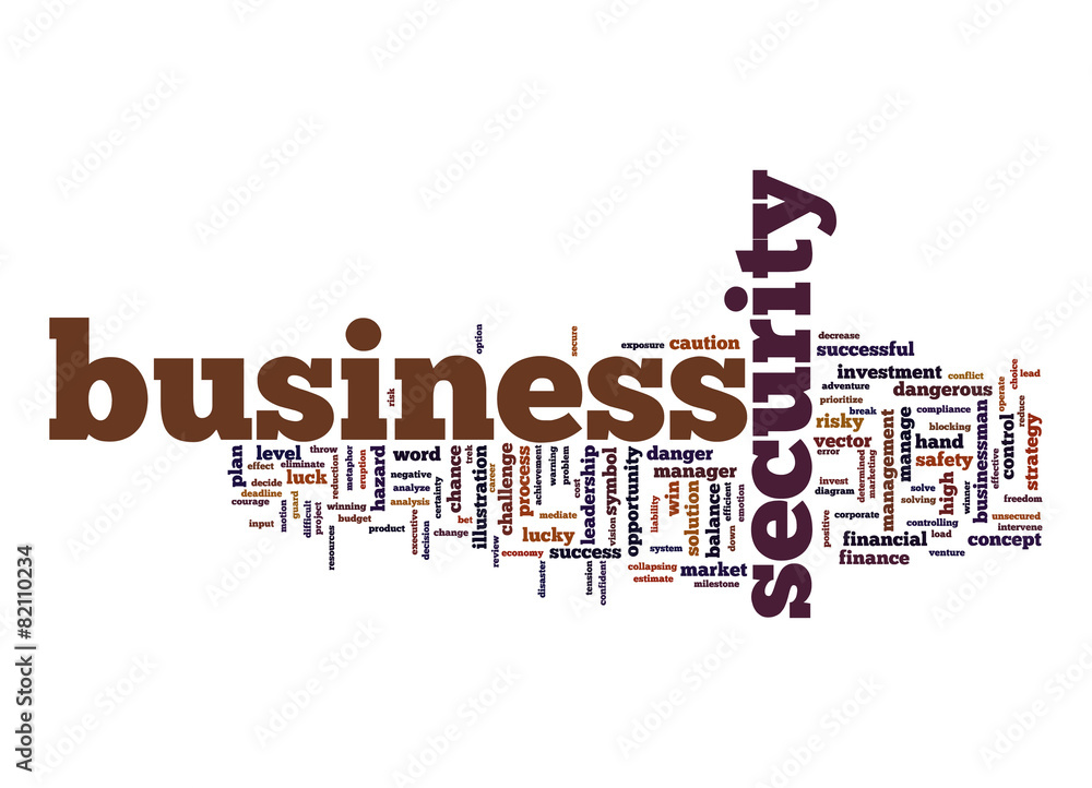Obraz premium Business security word cloud with white background