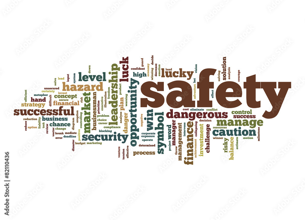 Safety word cloud with white background Safety word cloud with white background
