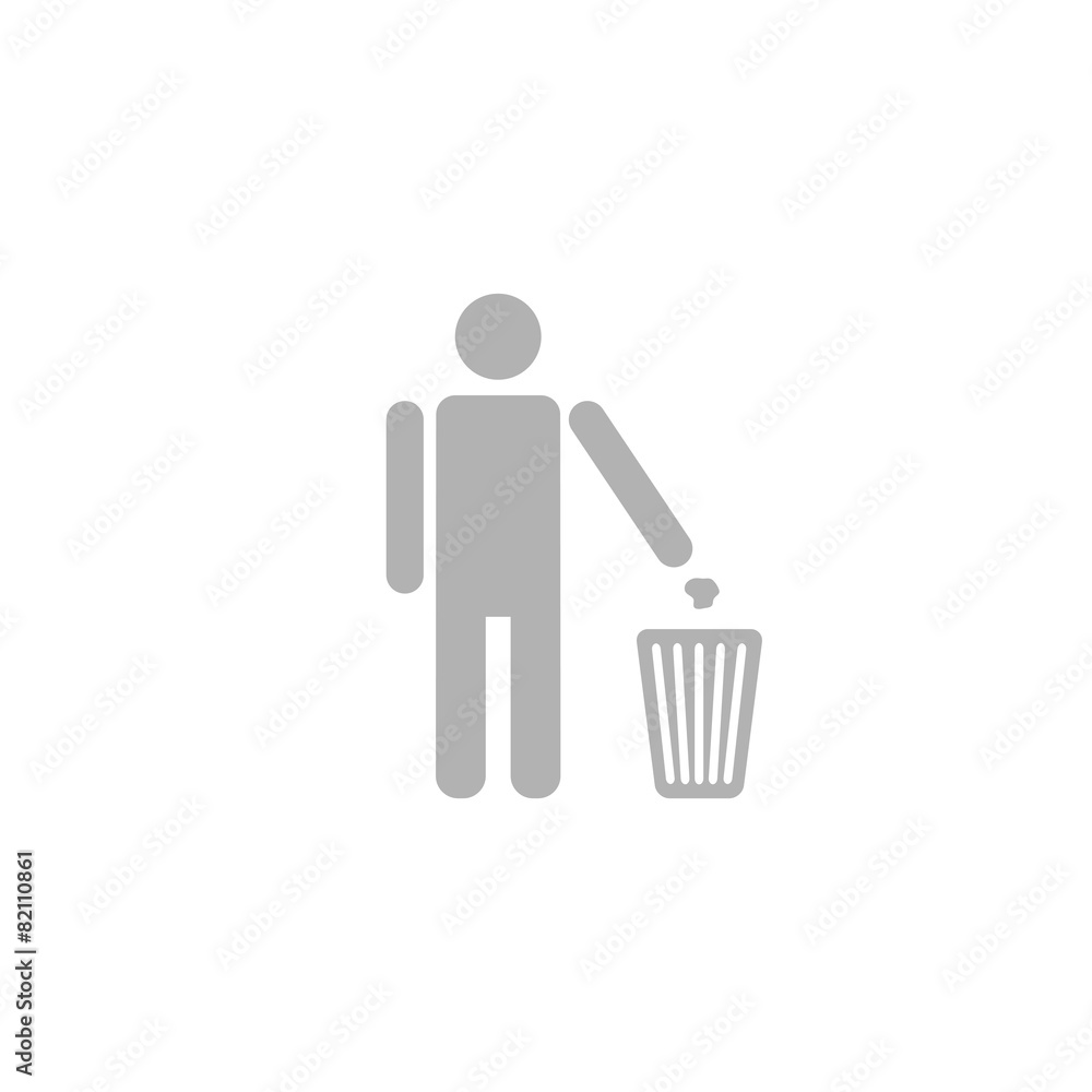 Simple icon man throwing garbage into a trash can. Simple icon man throwing garbage into a trash can.