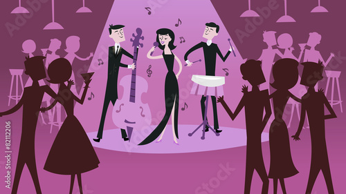 Mid Century Modern Retro Jazz Club Scene