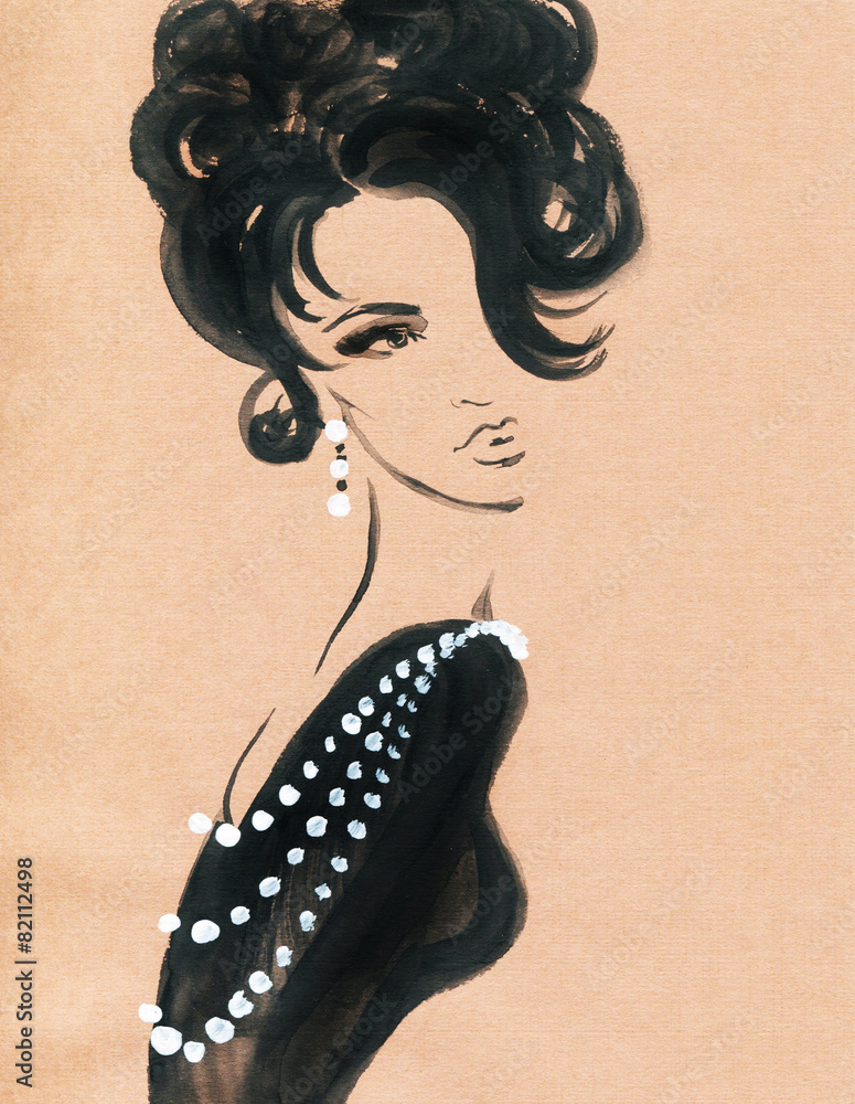 Fototapeta premium woman portrait .abstract watercolor