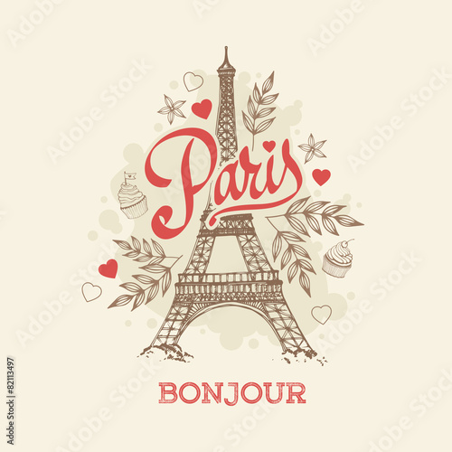 Eiffel tower parisian symbol hand drawn vector illustration