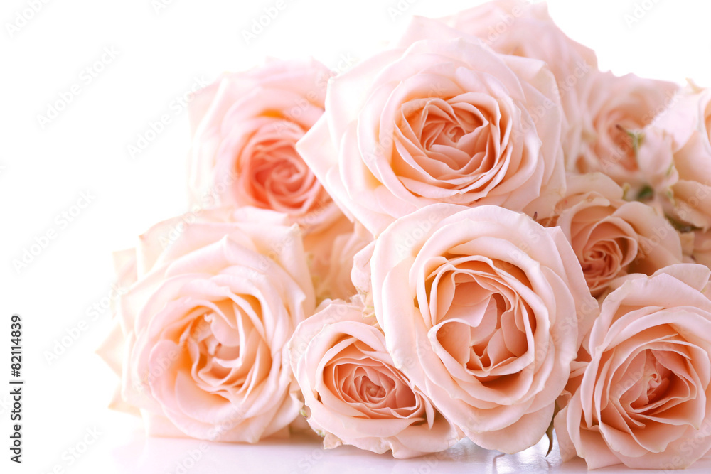 Bouquet of beautiful fresh roses isolated on white Bouquet of beautiful fresh roses isolated on white