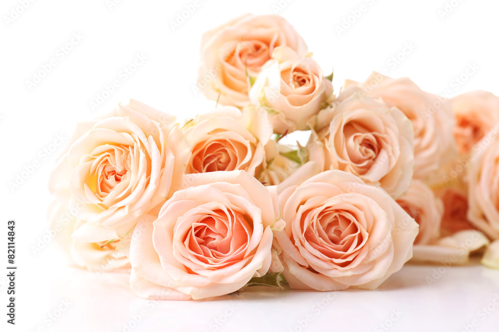 Bouquet of beautiful fresh roses isolated on white Bouquet of beautiful fresh roses isolated on white