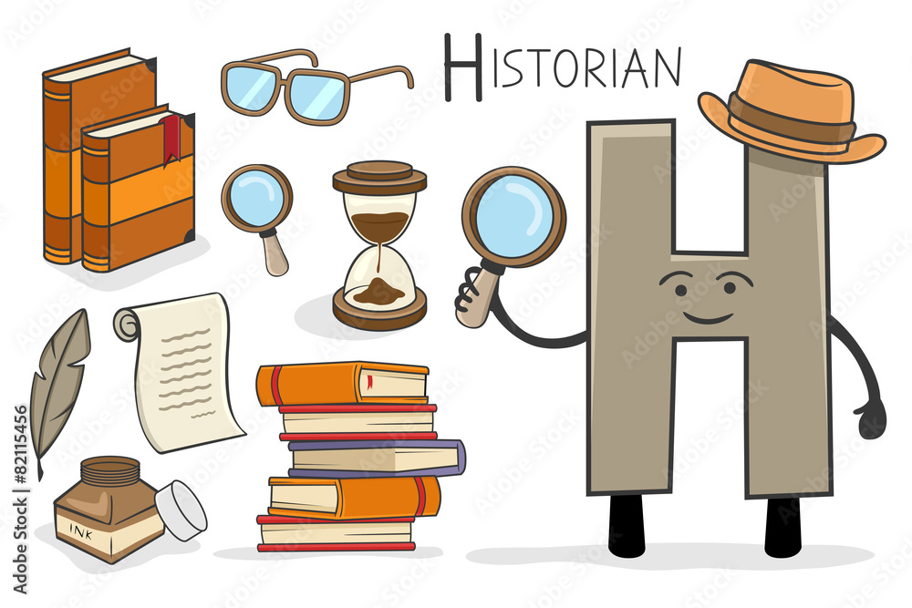 Illustration Of Alphabet Occupation Letter H For Historian Stock 