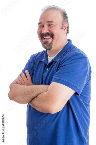 Happy Man with Closed Arms in a Toothy Smile