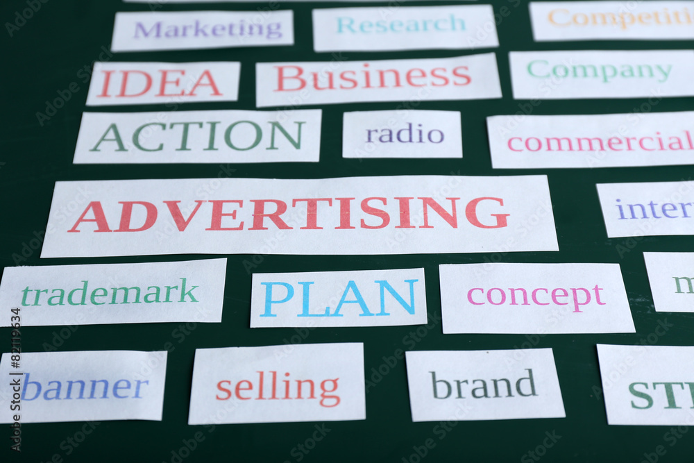 Obraz premium Themed words on blackboard, closeup